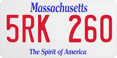 MA license plate 5RK260