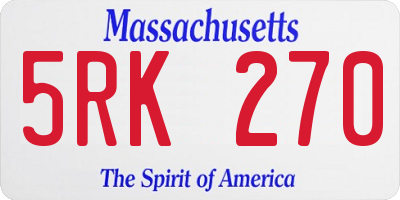 MA license plate 5RK270