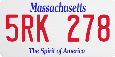 MA license plate 5RK278