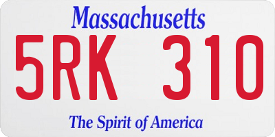 MA license plate 5RK310