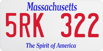 MA license plate 5RK322