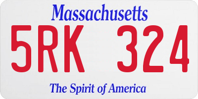 MA license plate 5RK324