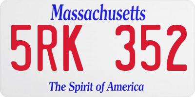 MA license plate 5RK352