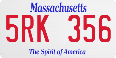 MA license plate 5RK356