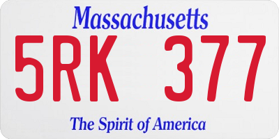 MA license plate 5RK377