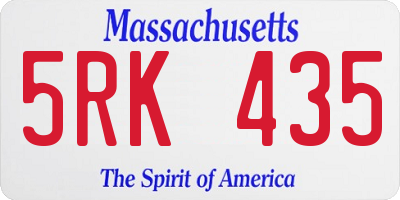 MA license plate 5RK435