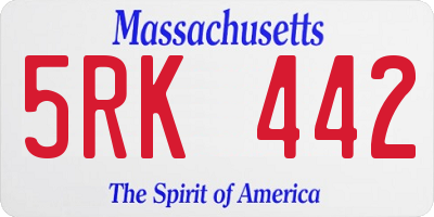 MA license plate 5RK442