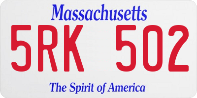 MA license plate 5RK502