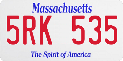 MA license plate 5RK535