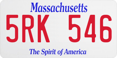MA license plate 5RK546