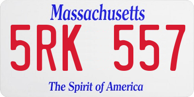 MA license plate 5RK557