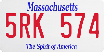 MA license plate 5RK574