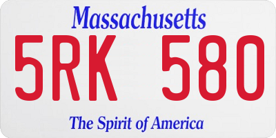 MA license plate 5RK580