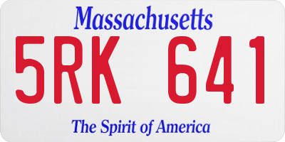 MA license plate 5RK641