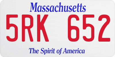 MA license plate 5RK652