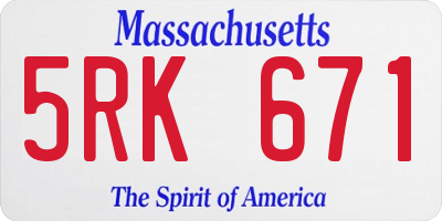 MA license plate 5RK671