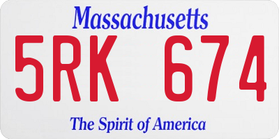 MA license plate 5RK674