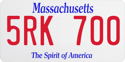 MA license plate 5RK700