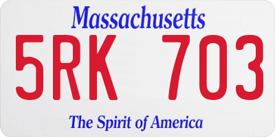 MA license plate 5RK703