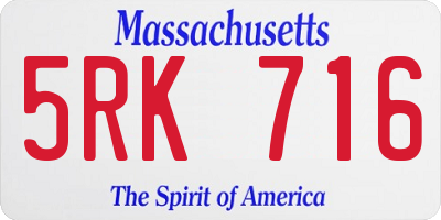 MA license plate 5RK716
