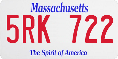 MA license plate 5RK722