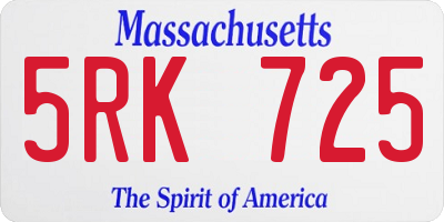 MA license plate 5RK725