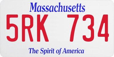 MA license plate 5RK734