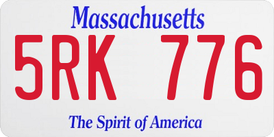 MA license plate 5RK776
