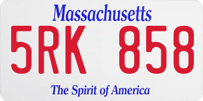 MA license plate 5RK858