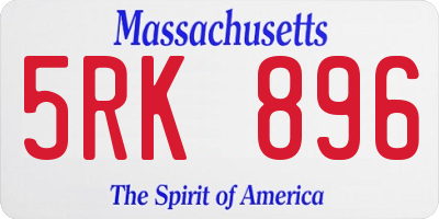 MA license plate 5RK896
