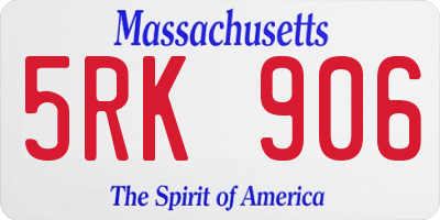 MA license plate 5RK906