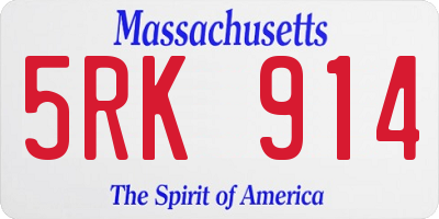MA license plate 5RK914
