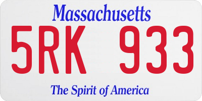 MA license plate 5RK933