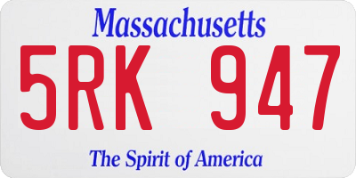 MA license plate 5RK947