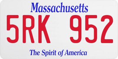 MA license plate 5RK952