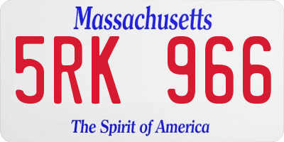 MA license plate 5RK966