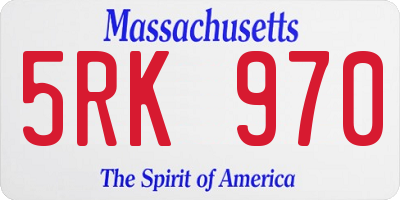 MA license plate 5RK970