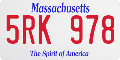 MA license plate 5RK978