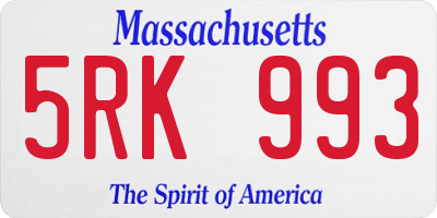 MA license plate 5RK993