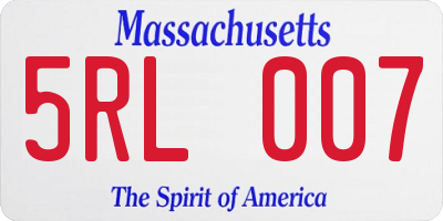 MA license plate 5RL007