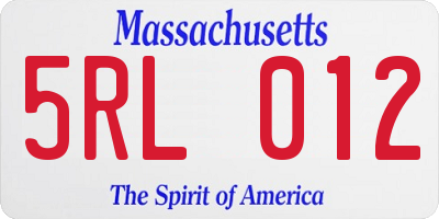MA license plate 5RL012