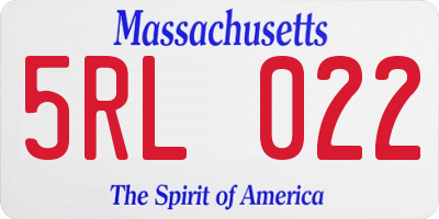 MA license plate 5RL022