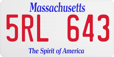 MA license plate 5RL643