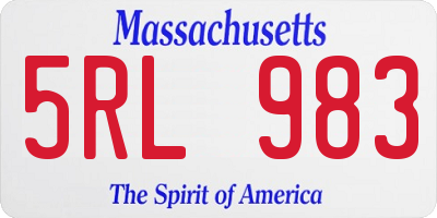 MA license plate 5RL983