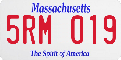 MA license plate 5RM019