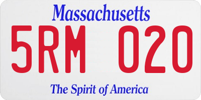 MA license plate 5RM020
