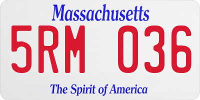 MA license plate 5RM036
