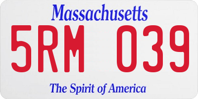 MA license plate 5RM039