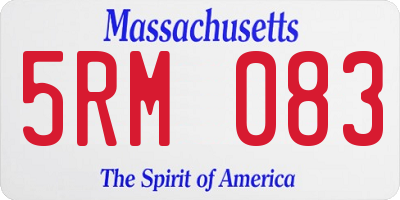 MA license plate 5RM083