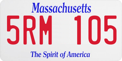 MA license plate 5RM105